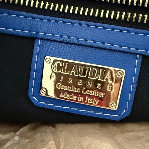 Italian Blue Leather Tote Bag - Picture 7 of 9